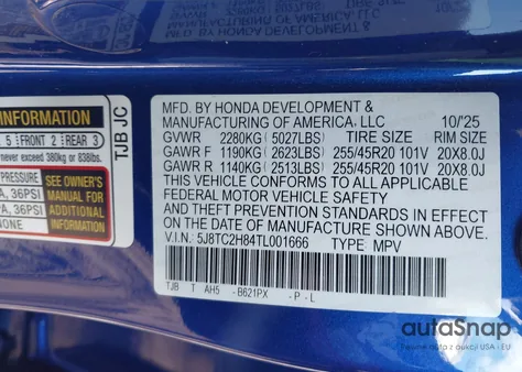 2026 Acura Rdx A-Spec Advance Package z USA, uszkodzony, nr VIN 5J8TC2H84TL001666